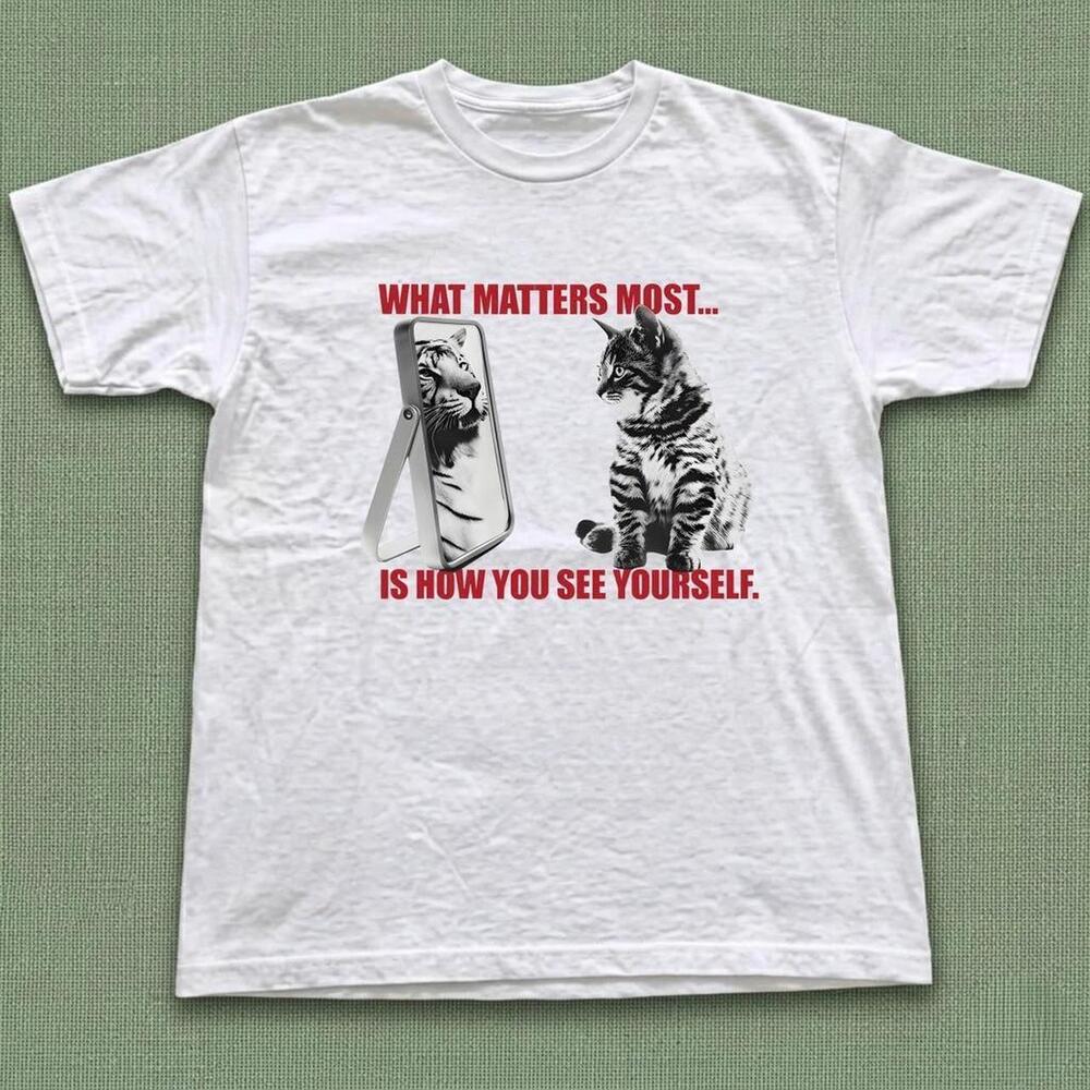 White Cat Mirror Graphic Tee
